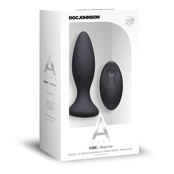A-PLAY VIBE BEGINNER ANAL PLUG RECHARGEABLE W/ REMOTE BLACK