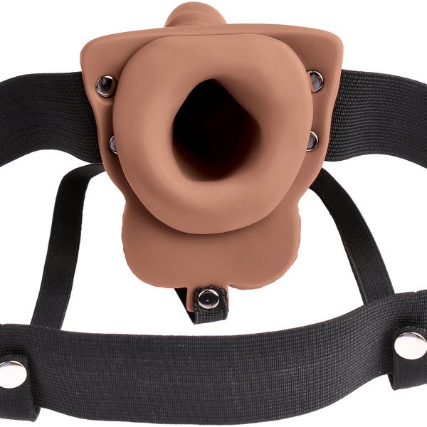 FETISH FANTASY 6 IN HOLLOW RECHARGEABLE STRAP-ON TAN