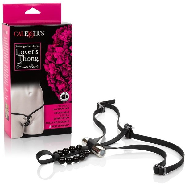 RECHARGEABLE SILICONE LOVER'S THONG W/ PLEASURE BEADS