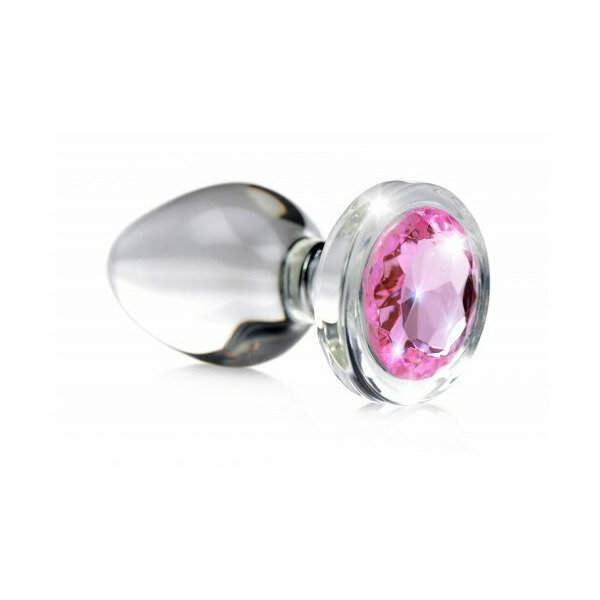 BOOTY SPARKS PINK GEM GLASS ANAL PLUG SMALL